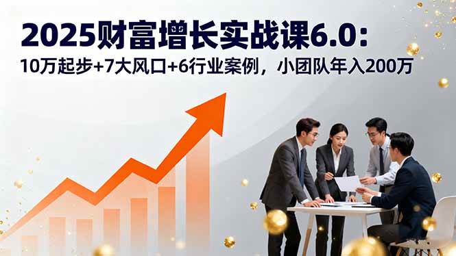 【19679】2025财富增长实战课6.0：10万起步+7大风口+6行业案例，小团队年入200万