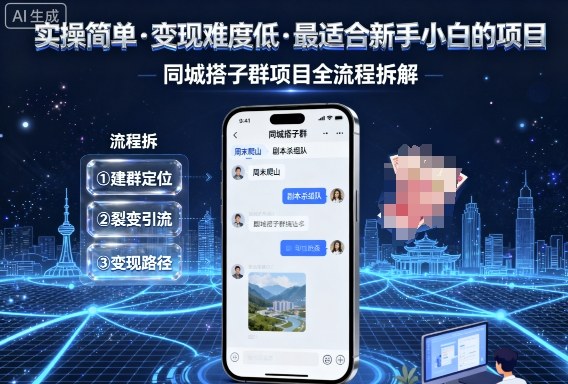 【19739】实操简单，变现难度低，最适合新手小白做的项目，每天轻松收入3张，同城搭子群项目全流程拆解