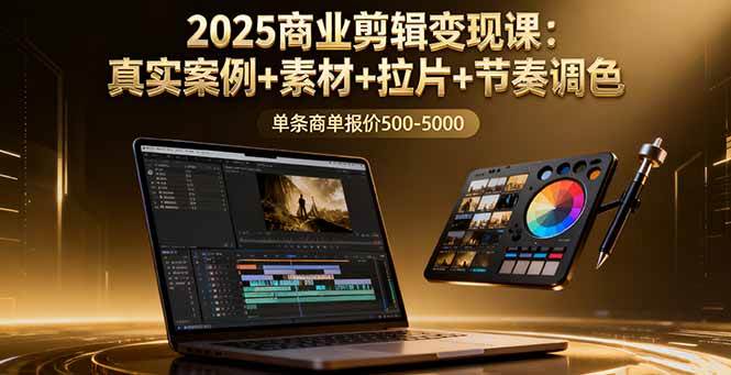 【19839】2025商业剪辑变现课：真实案例+素材+拉片+节奏调色，单条商单报价500-5000