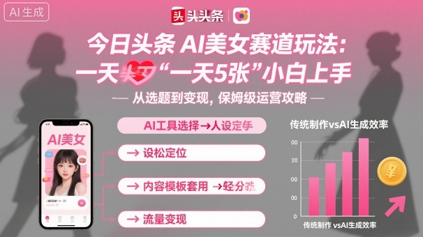 【19897】今日头条AI美女赛道玩法，一天轻松5张，小白轻松上手