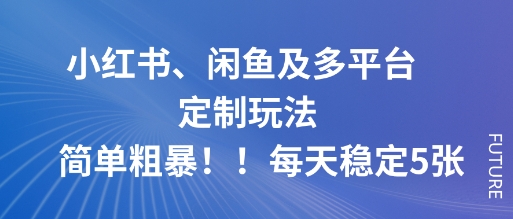 【19998】小红书、闲鱼及多平台定制玩法简单粗暴！每天稳定5张