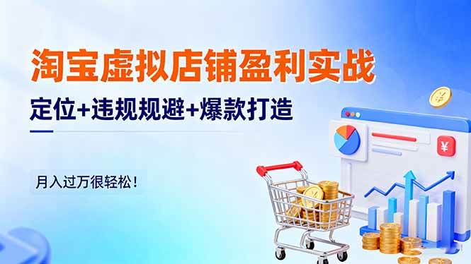 【20096】青云淘宝虚拟店铺盈利实战：定位+违规规避+爆款打造，月入过万很轻松！