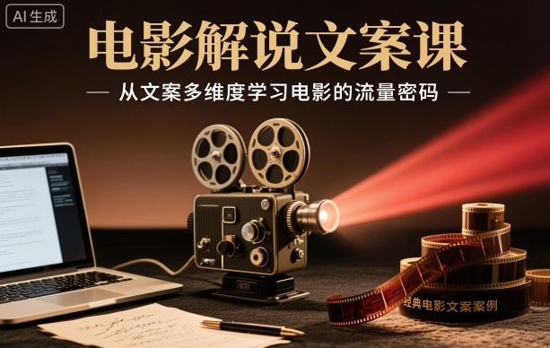 【20277】董电影课堂电影解说文案课，从文案多维度学习电影的流量密码