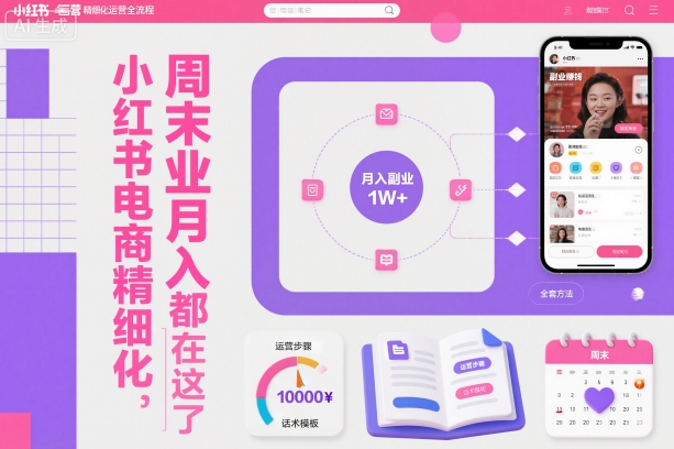 【20382】小红书电商精细化运营全流程，周末副业月入1W+，全套方法都在这了