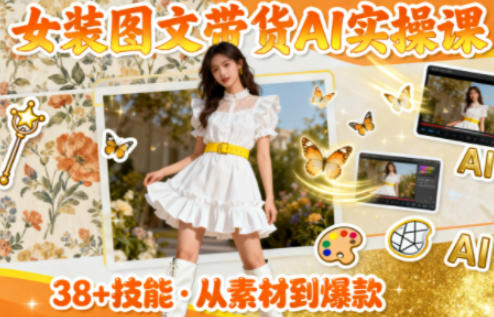 【20415】女装图文带货的AI实操课，覆盖38个实用技能，快速提升素材制作效率