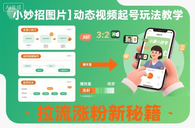 【20478】小妙招图片＋动态视频起号玩法教学，拉流涨粉新秘籍