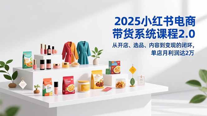 【20830】2025小红书电商带货系统课程2.0，从开店、选品、内容到变现的闭环，单店月利润达2万