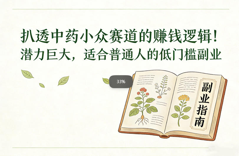 【20965】扒透中药小众赛道的賺米逻辑，潜力巨大，适合普通人的低门槛副业