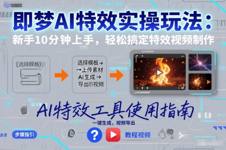 【20995】即梦AI特效实操玩法：新手10分钟上手，轻松搞定特效视频制作