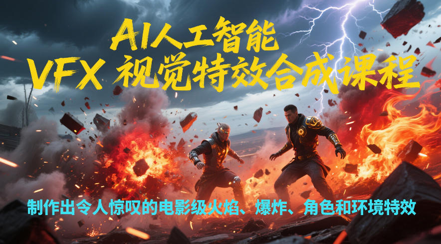 【21167】AI人工智能VFX视觉特效合成课程，制作出令人惊叹的电影级火焰、爆炸、角色和环境特效