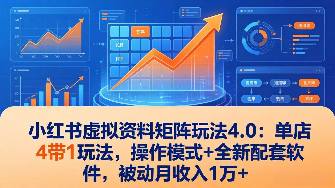 【21452】狂蜂会小红书虚拟资料矩阵玩法4.0：单店4带1玩法，操作模式+全新配套软件，被动月收入1万+