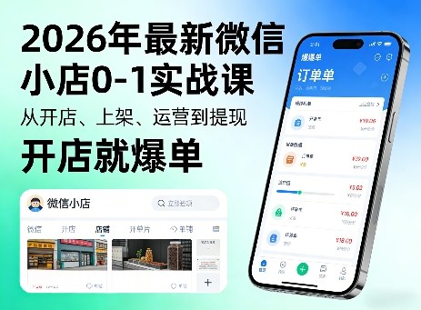 【21485】陈奶爸2026年最新微信小店0-1实战课，从开店、上架、运营到提现，开店就爆单