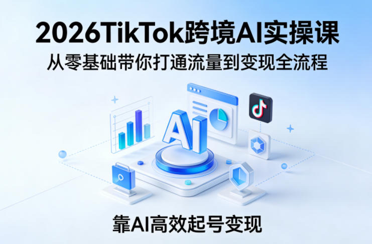 【21539】2026TikTok跨境AI实操课，从零基础带你打通流量到变现全流程，靠AI高效起号变现