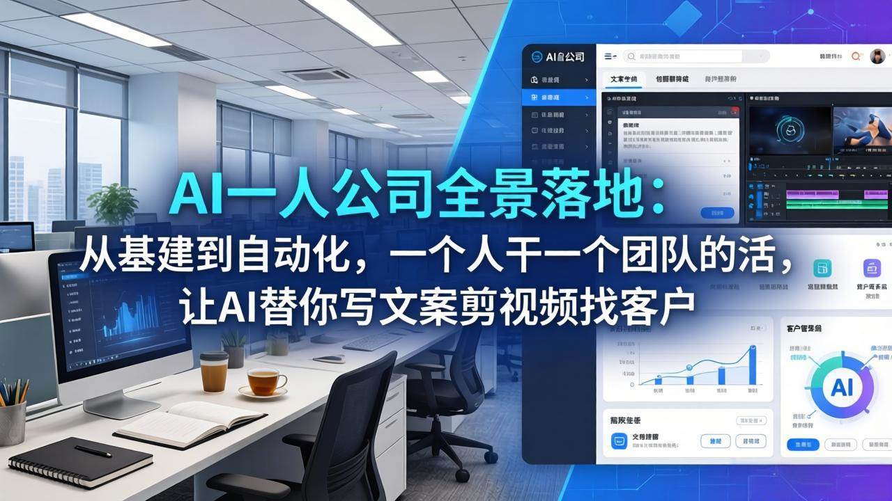 【21546】林杰AI一人公司全景落地：从基建到自动化，一个人干一个团队的活，让AI替你写文案剪视频找客户