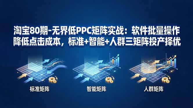 叮当会淘宝80期-无界低PPC矩阵实战：软件批量操作降低点击成本，标准+智能+人群三矩阵投产择优
