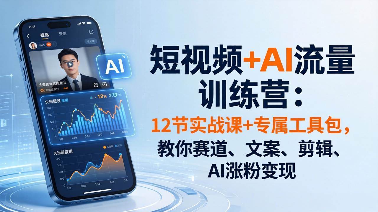 酷哥短视频+AI流量训练营：12节实战课+专属工具包，教你赛道、文案、剪辑、AI涨粉变现